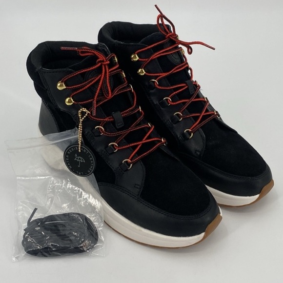 Lauren Ralph Lauren Black Leather Suede Water Resistant Rylee Hiker Sneaker New - Picture 5 of 13